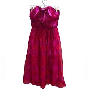 Albert Nippon vintage plaid Vibrant Pink Strapless Dress